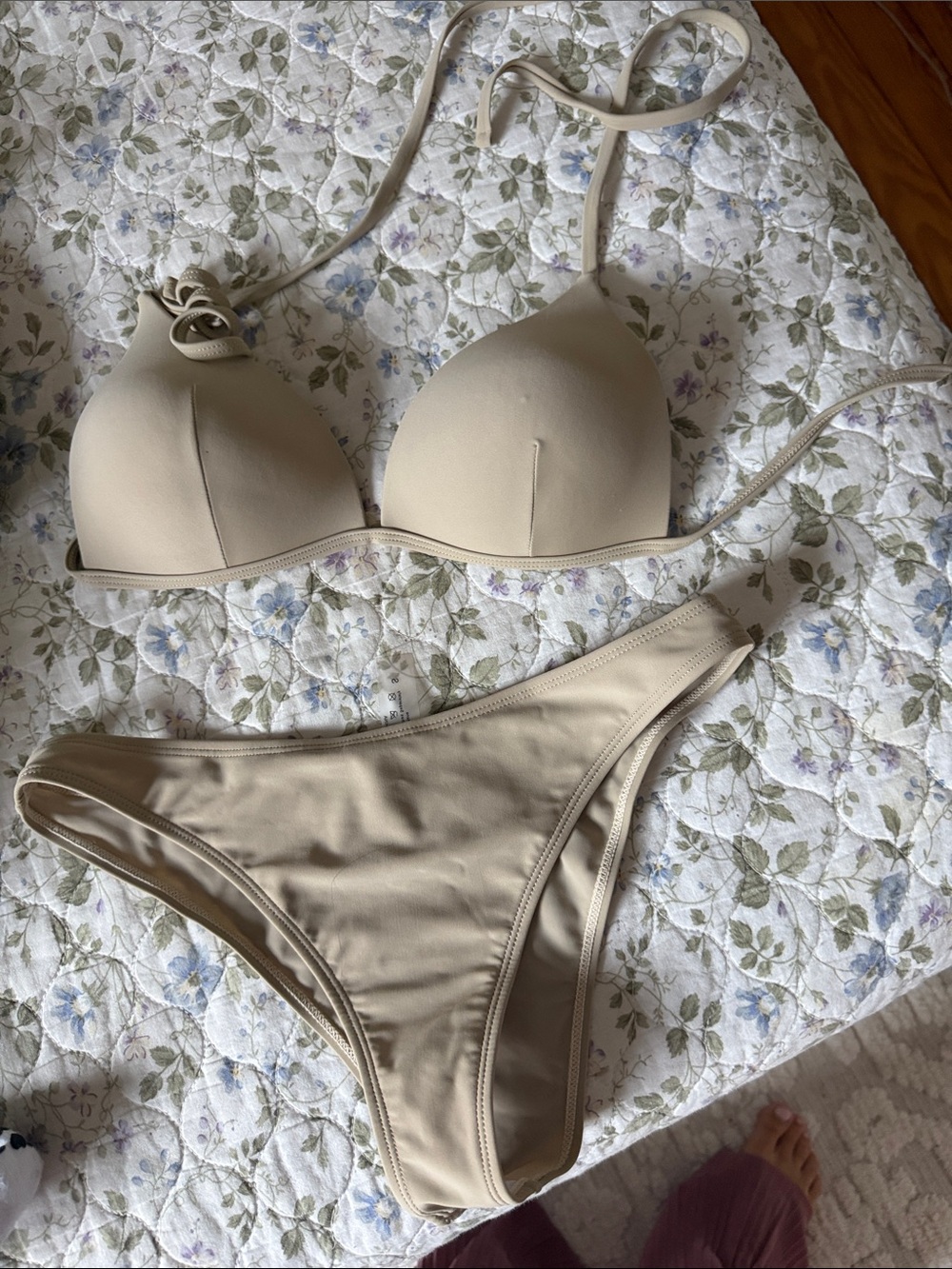 Zaful Beige Triangle Bikini Set